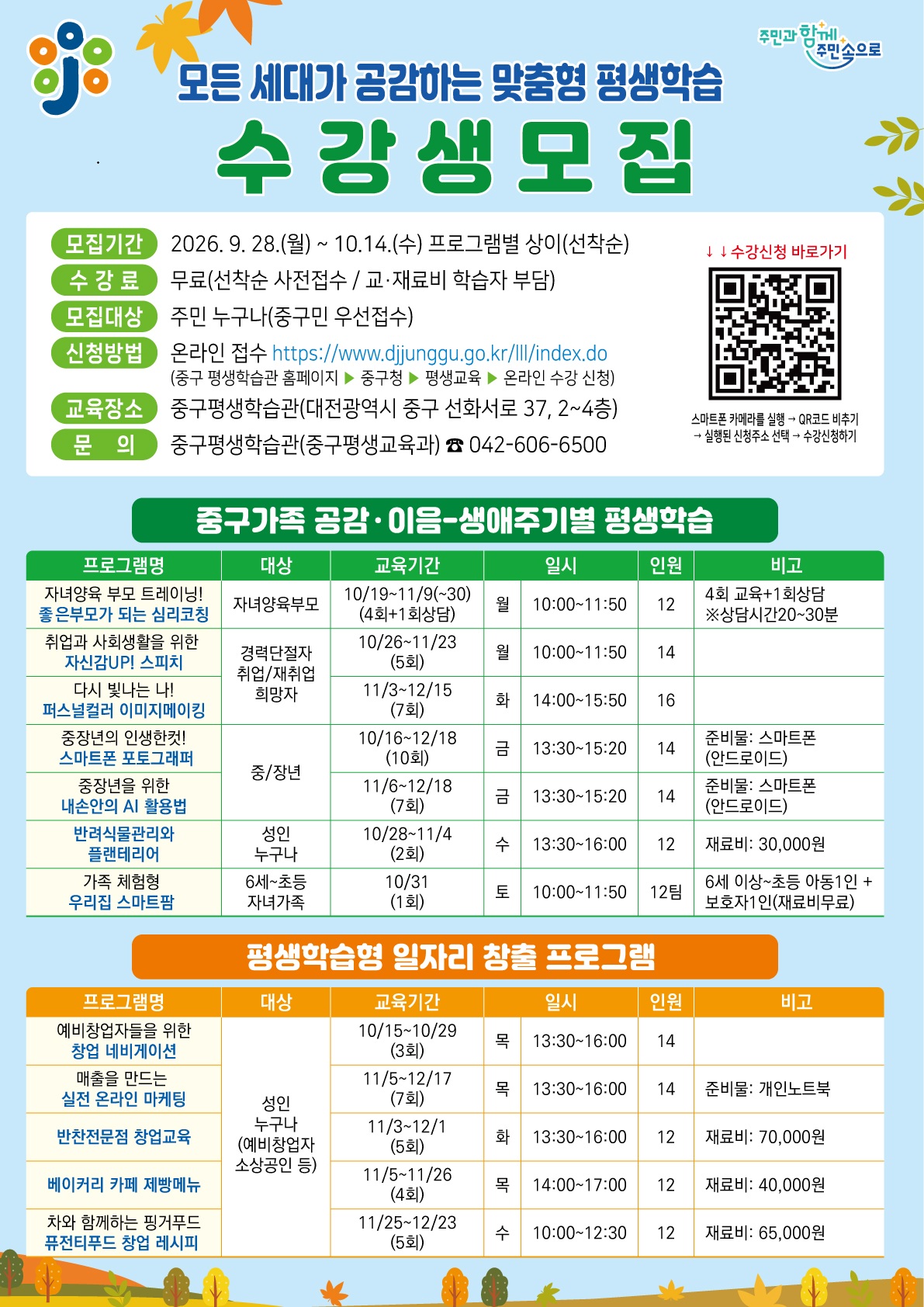 대전 중구, 세대공감 맞춤형 평생학습 학습자 모집